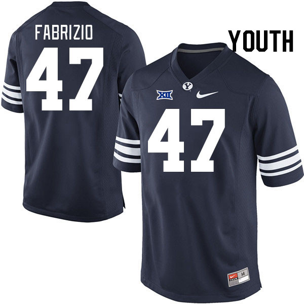 Youth #47 Brock Fabrizio BYU Cougars College Football Jerseys Stitched Sale-Navy